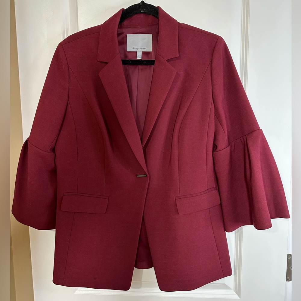 Classiques Entier Burgundy Blazer Bell Sleeve Sz L